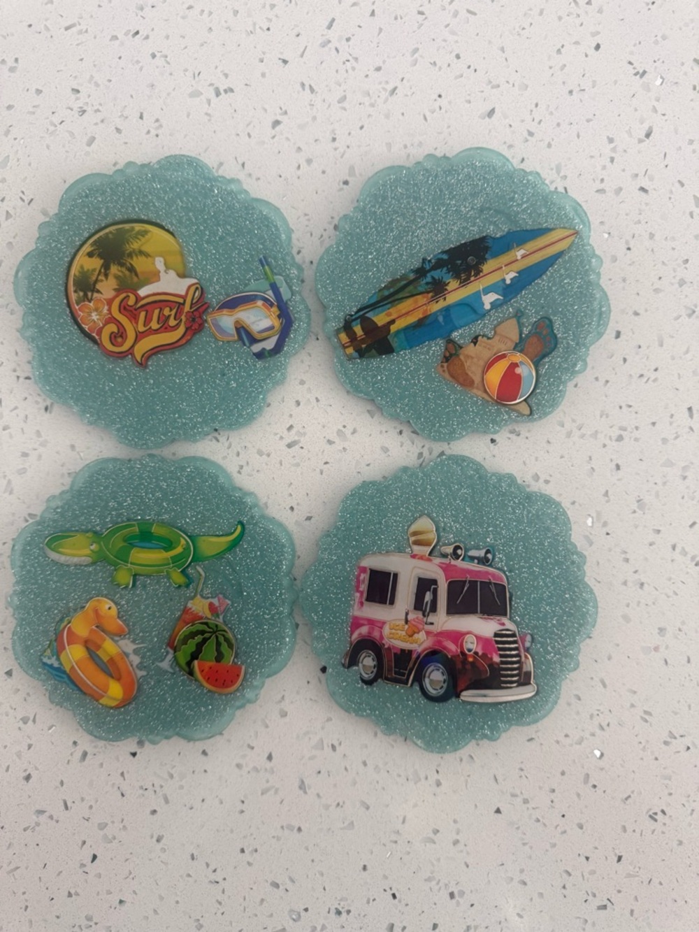 4 handcrafted resin coasters